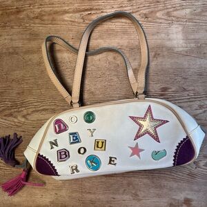 Vintage Dooney & Bourke White and Purple Women's Bag